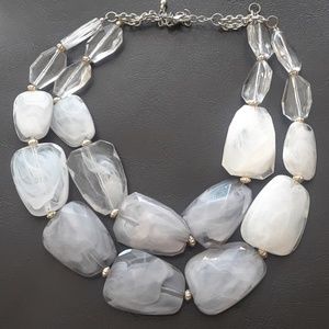 Ombre Gray, white, clear chunky necklace